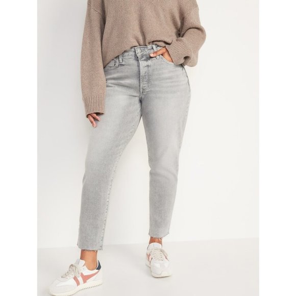 Old Navy Curvy High Waisted Button-Fly O.G. Straight Cut-Off Ankle Jeans 26 - Picture 1 of 3